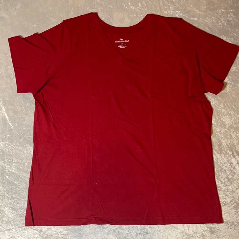 Woman Within Red Short Sleeve Shirt Size 2X